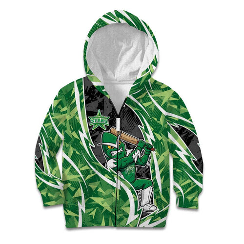Melbourne Stars Kid Hoodie Flaming Lightning Storm Geometric Sports Mascot Art
