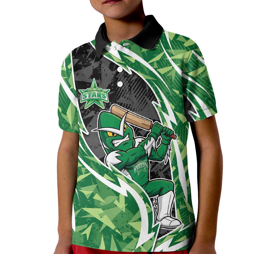 Melbourne Stars Kid Polo Shirt Flaming Lightning Storm Geometric Sports Mascot Art