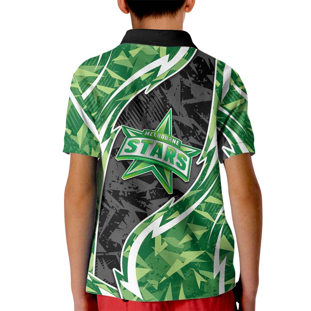 Melbourne Stars Kid Polo Shirt Flaming Lightning Storm Geometric Sports Mascot Art