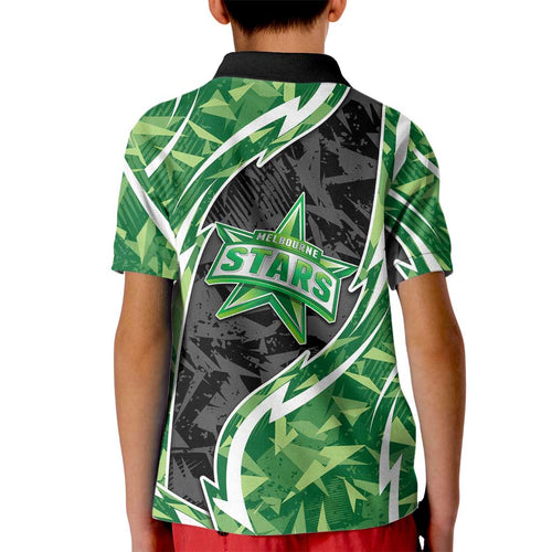 Melbourne Stars Kid Polo Shirt Flaming Lightning Storm Geometric Sports Mascot Art