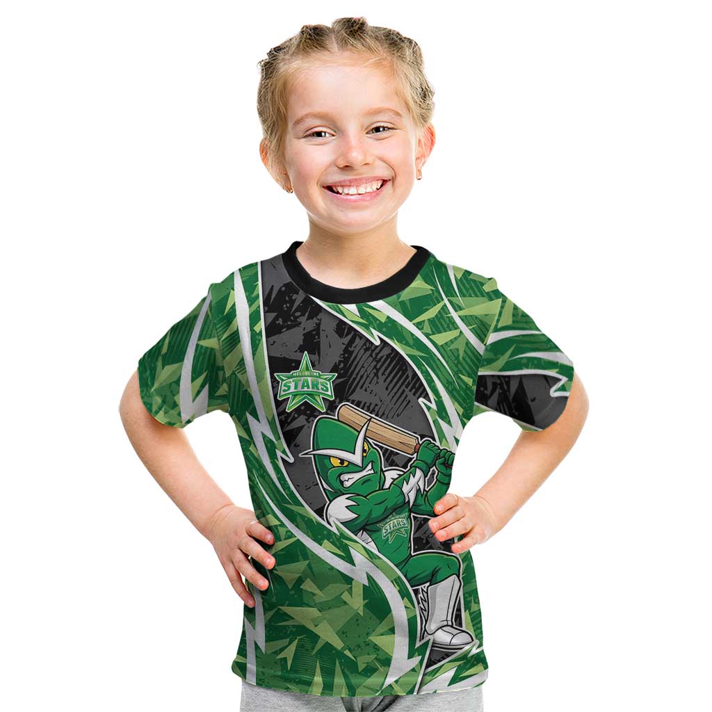 Melbourne Stars Kid T Shirt Flaming Lightning Storm Geometric Sports Mascot Art