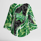 Melbourne Stars Kimono Sleeve Blouse Flaming Lightning Storm Geometric Sports Mascot Art