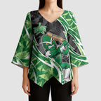 Melbourne Stars Kimono Sleeve Blouse Flaming Lightning Storm Geometric Sports Mascot Art