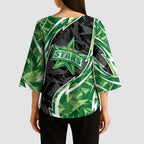 Melbourne Stars Kimono Sleeve Blouse Flaming Lightning Storm Geometric Sports Mascot Art