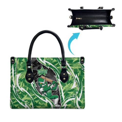 Melbourne Stars Leather Bag Flaming Lightning Storm Geometric Sports Mascot Art