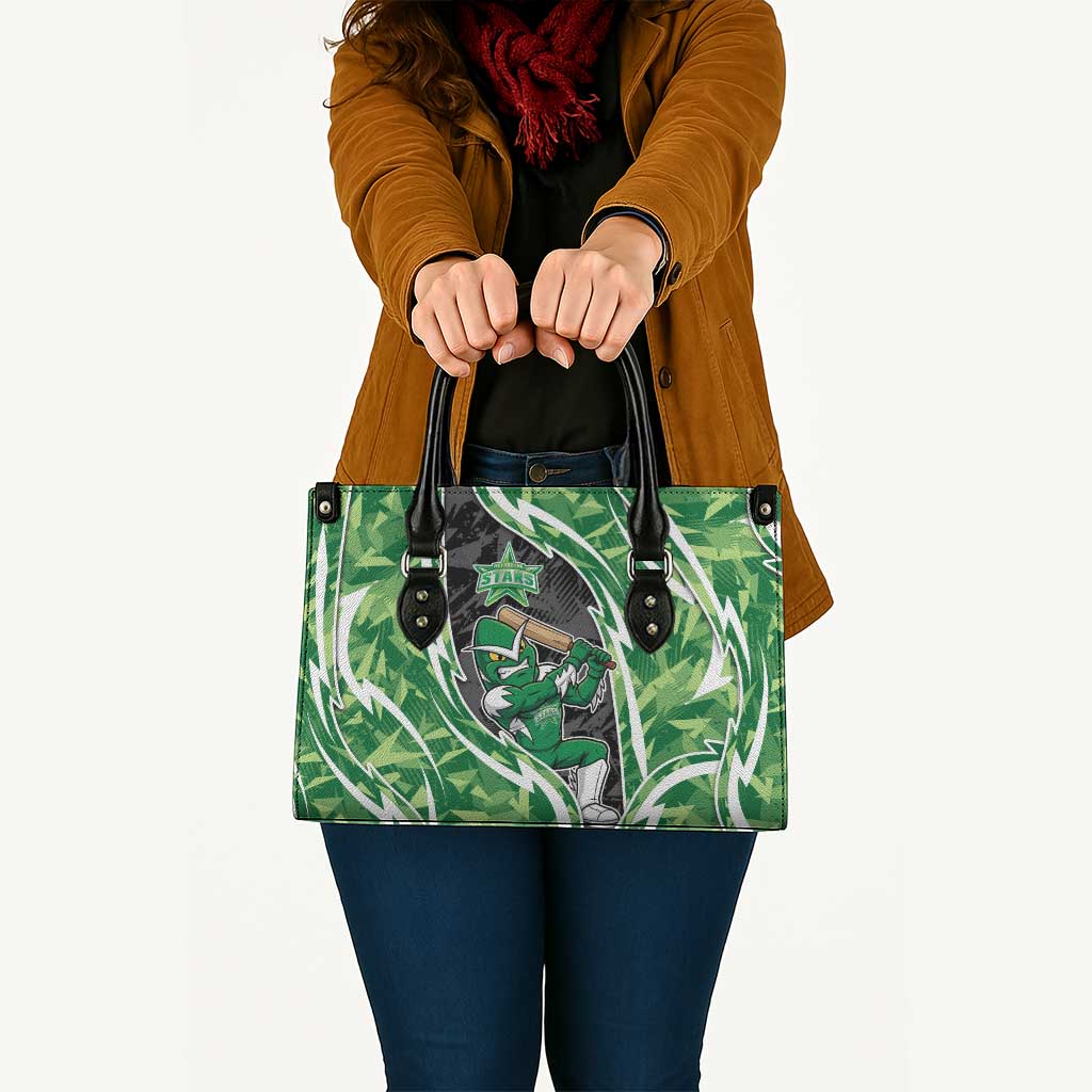 Melbourne Stars Leather Bag Flaming Lightning Storm Geometric Sports Mascot Art