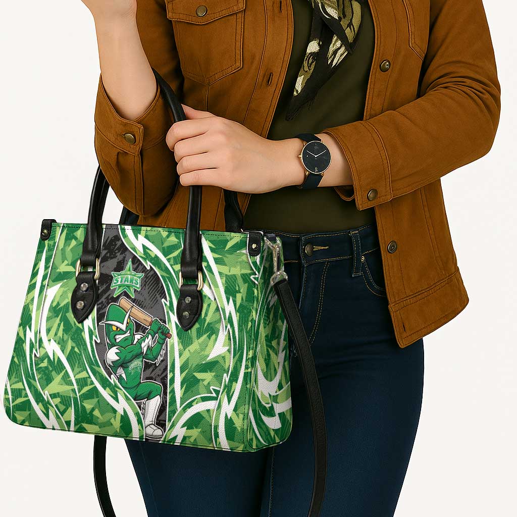Melbourne Stars Leather Bag Flaming Lightning Storm Geometric Sports Mascot Art