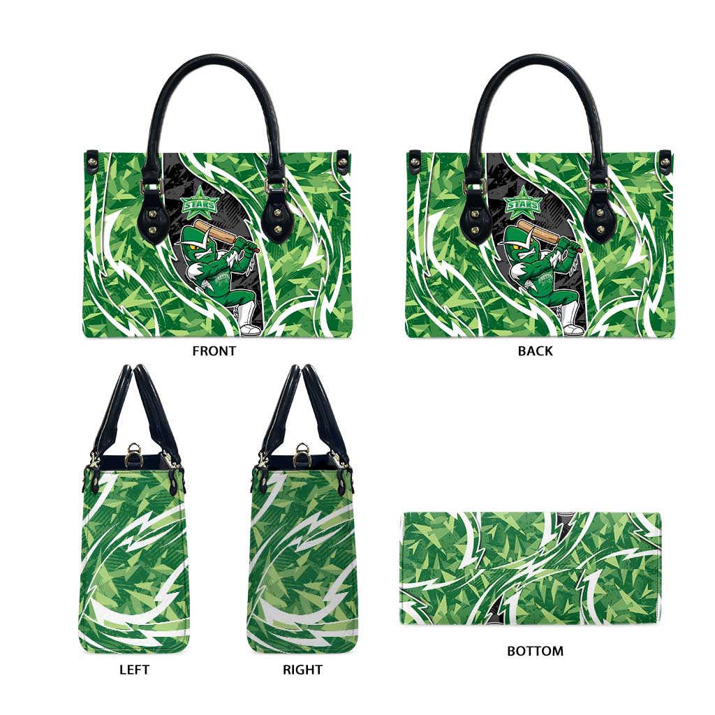 Melbourne Stars Leather Bag Flaming Lightning Storm Geometric Sports Mascot Art