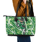 Melbourne Stars Leather Tote Bag Flaming Lightning Storm Geometric Sports Mascot Art