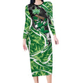 Melbourne Stars Long Sleeve Bodycon Dress Flaming Lightning Storm Geometric Sports Mascot Art