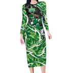 Melbourne Stars Long Sleeve Bodycon Dress Flaming Lightning Storm Geometric Sports Mascot Art