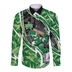 Melbourne Stars Long Sleeve Button Shirt Flaming Lightning Storm Geometric Sports Mascot Art