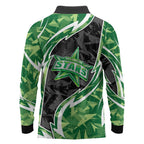 Melbourne Stars Long Sleeve Polo Shirt Flaming Lightning Storm Geometric Sports Mascot Art