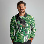Melbourne Stars Long Sleeve Polo Shirt Flaming Lightning Storm Geometric Sports Mascot Art