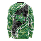 Melbourne Stars Long Sleeve Shirt Flaming Lightning Storm Geometric Sports Mascot Art
