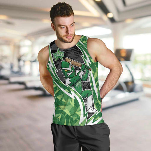 Melbourne Stars Men Tank Top Flaming Lightning Storm Geometric Sports Mascot Art