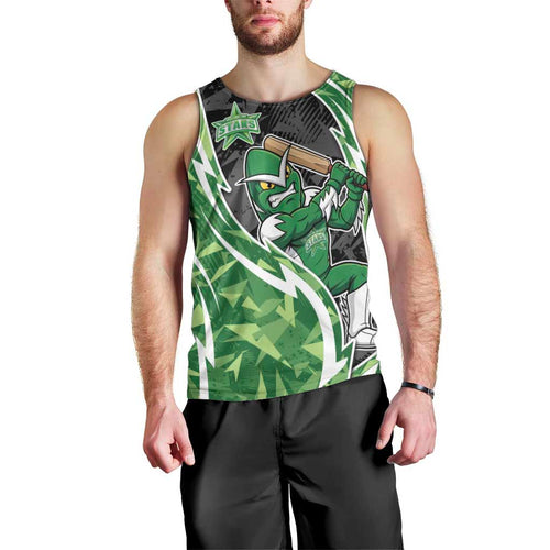 Melbourne Stars Men Tank Top Flaming Lightning Storm Geometric Sports Mascot Art
