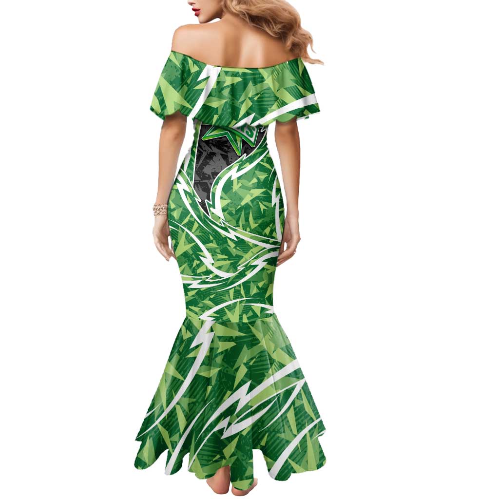 Melbourne Stars Mermaid Dress Flaming Lightning Storm Geometric Sports Mascot Art
