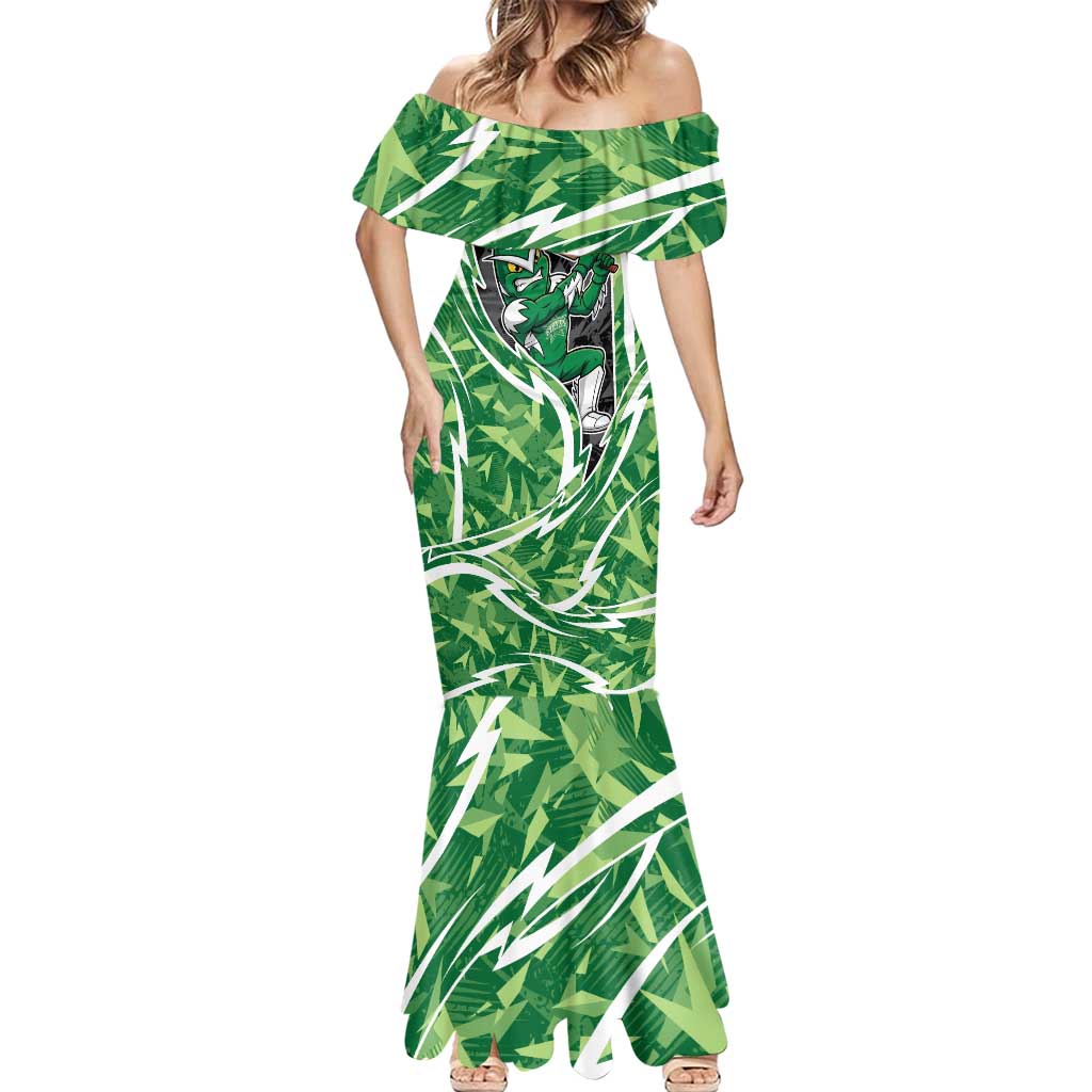 Melbourne Stars Mermaid Dress Flaming Lightning Storm Geometric Sports Mascot Art