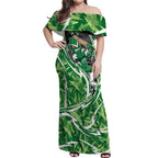 Melbourne Stars Off Shoulder Maxi Dress Flaming Lightning Storm Geometric Sports Mascot Art