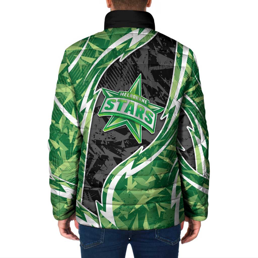 Melbourne Stars Padded Jacket Flaming Lightning Storm Geometric Sports Mascot Art