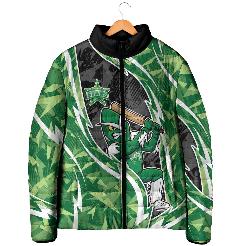 Melbourne Stars Padded Jacket Flaming Lightning Storm Geometric Sports Mascot Art