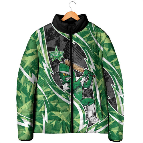 Melbourne Stars Padded Jacket Flaming Lightning Storm Geometric Sports Mascot Art