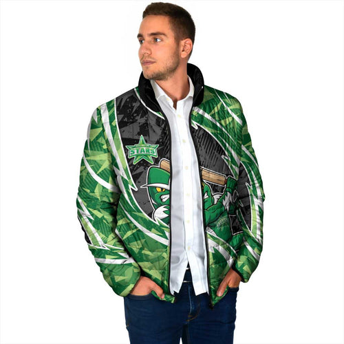 Melbourne Stars Padded Jacket Flaming Lightning Storm Geometric Sports Mascot Art