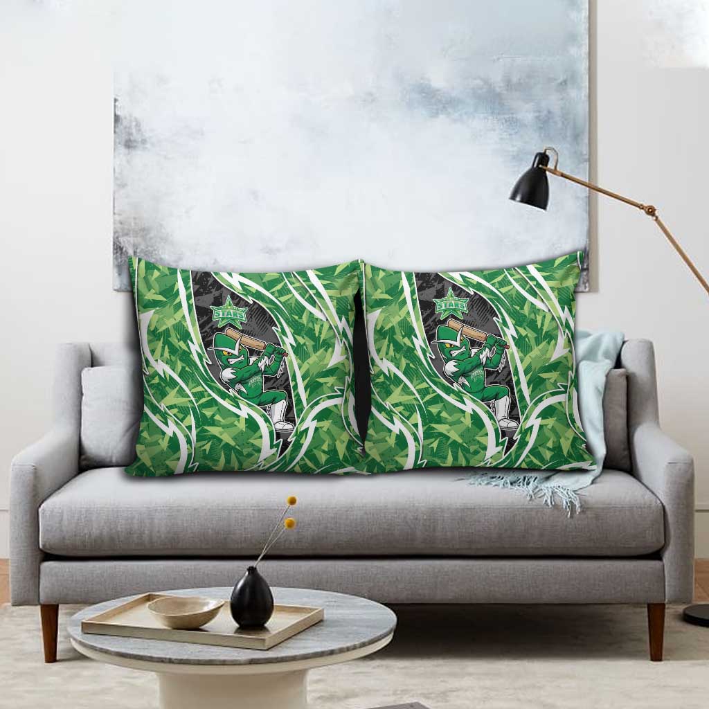 Melbourne Stars Pillow Cover Flaming Lightning Storm Geometric Sports Mascot Art