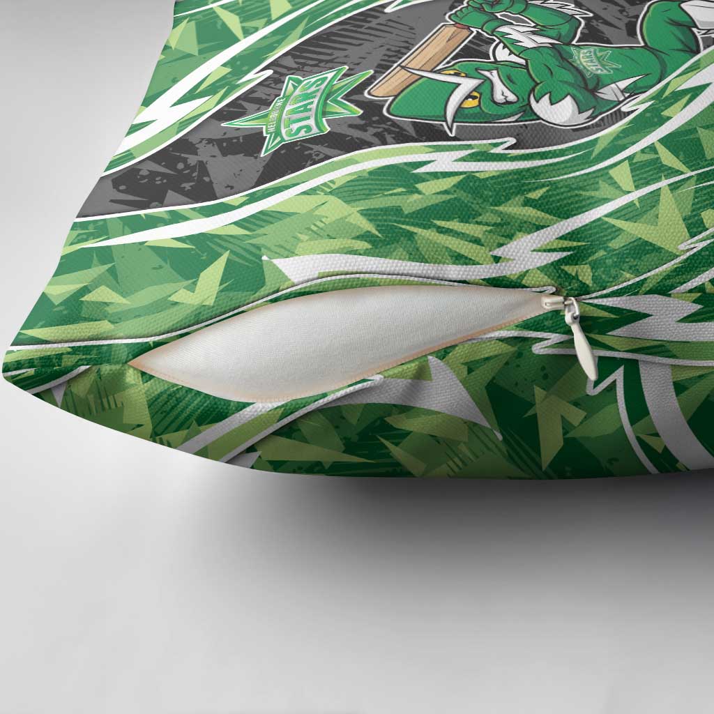 Melbourne Stars Pillow Cover Flaming Lightning Storm Geometric Sports Mascot Art