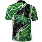 Melbourne Stars Polo Shirt Flaming Lightning Storm Geometric Sports Mascot Art