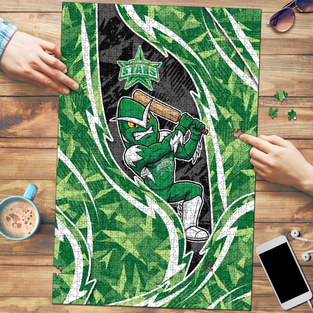 Melbourne Stars Puzzle Flaming Lightning Storm Geometric Sports Mascot Art