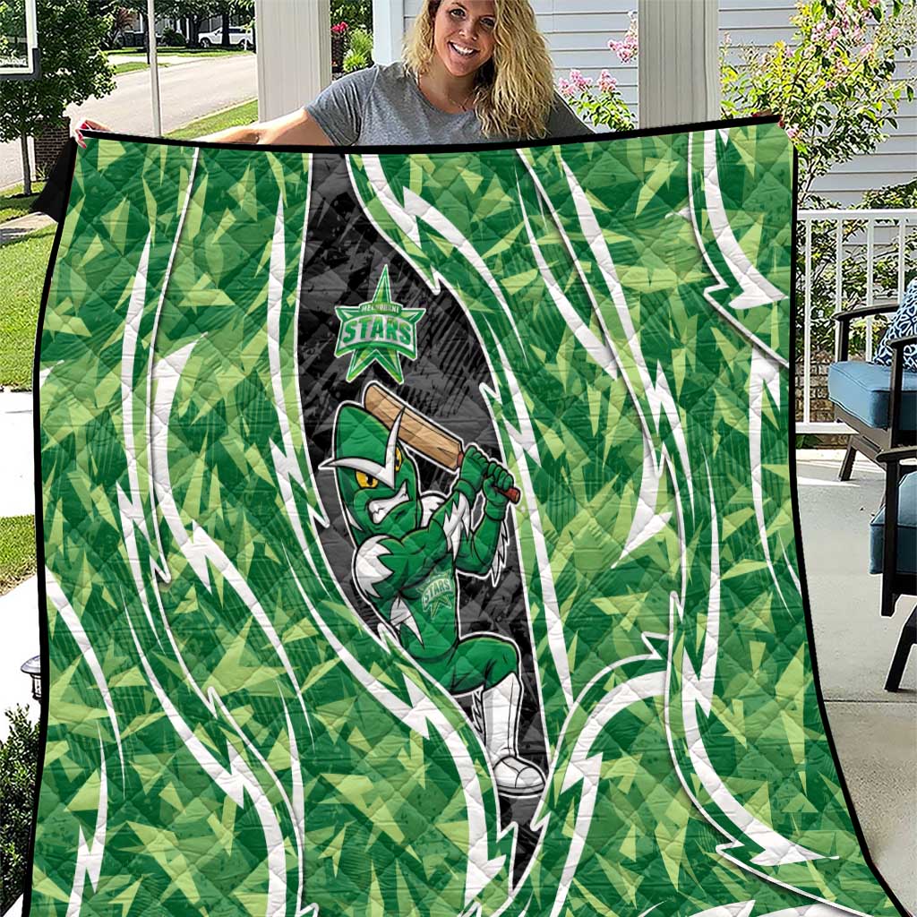 Melbourne Stars Quilt Flaming Lightning Storm Geometric Sports Mascot Art