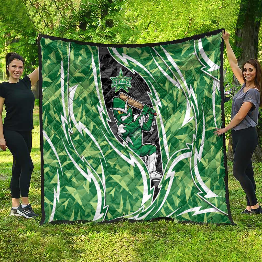 Melbourne Stars Quilt Flaming Lightning Storm Geometric Sports Mascot Art
