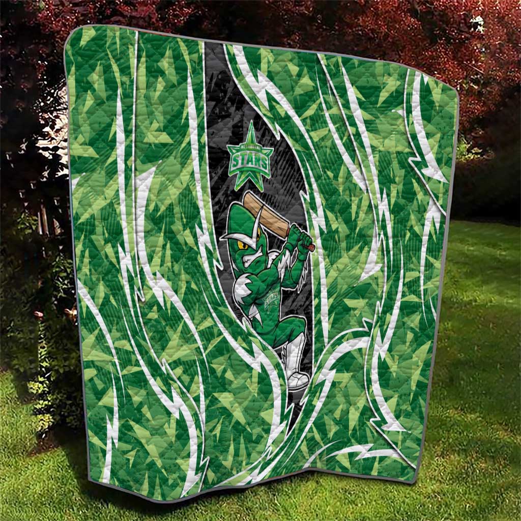 Melbourne Stars Quilt Flaming Lightning Storm Geometric Sports Mascot Art
