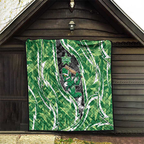 Melbourne Stars Quilt Flaming Lightning Storm Geometric Sports Mascot Art