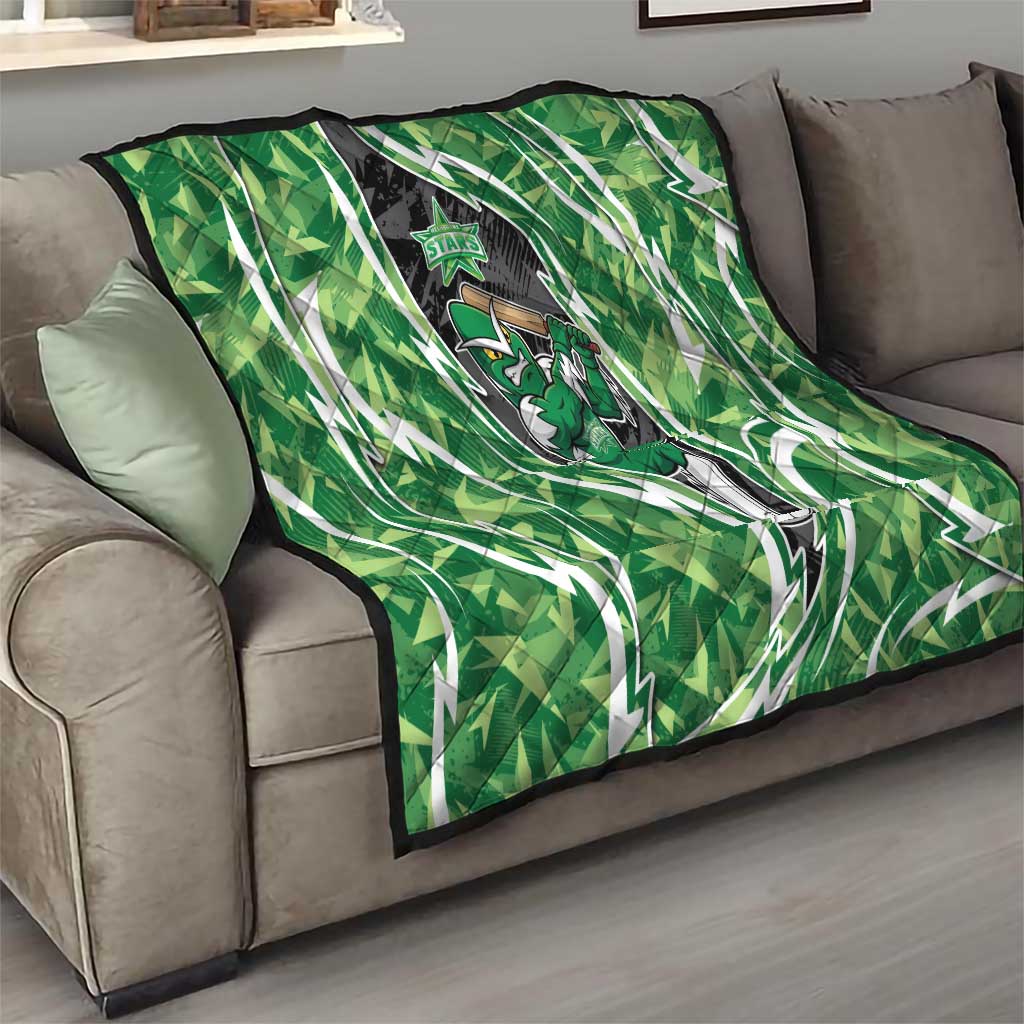 Melbourne Stars Quilt Flaming Lightning Storm Geometric Sports Mascot Art