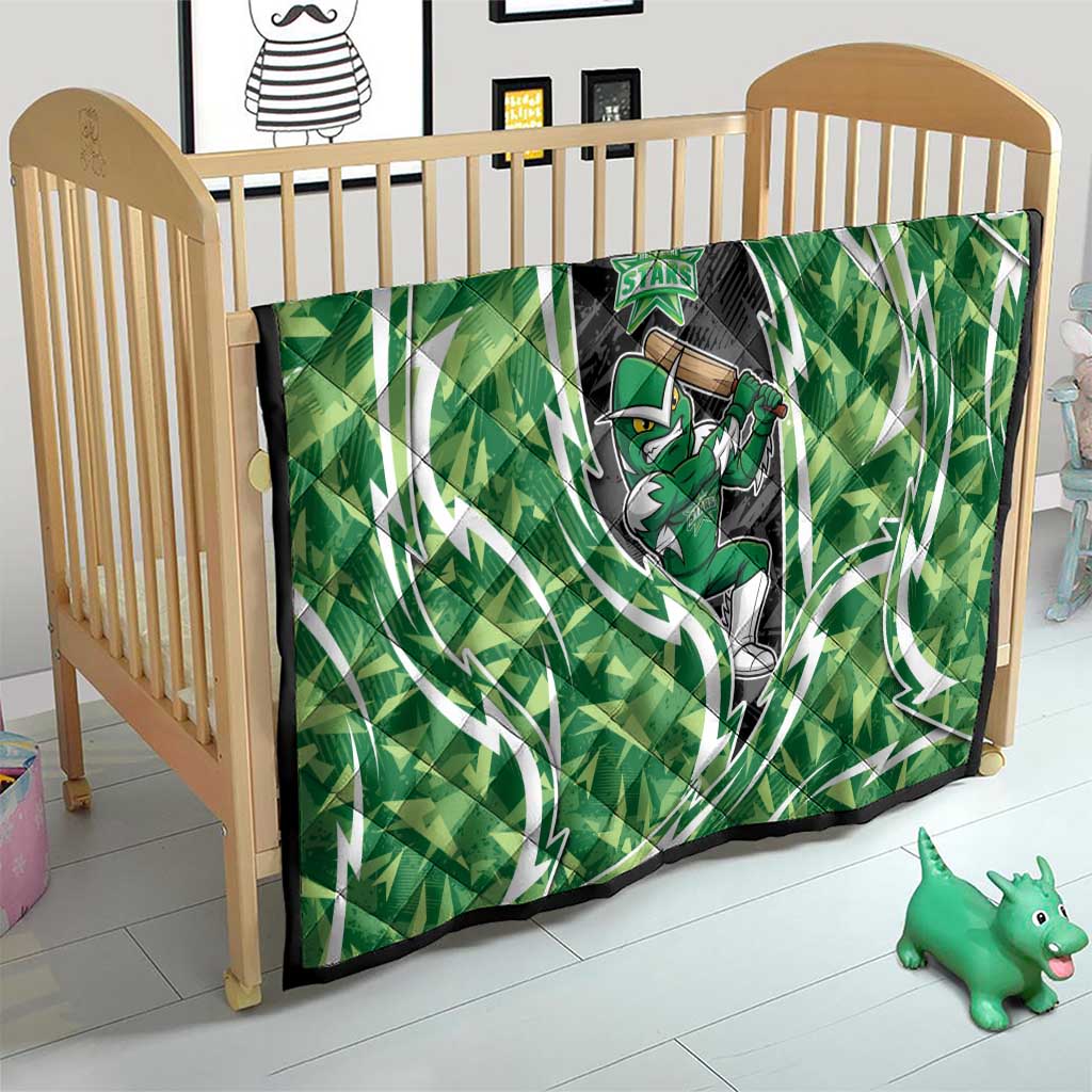 Melbourne Stars Quilt Flaming Lightning Storm Geometric Sports Mascot Art