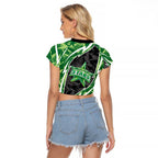 Melbourne Stars Raglan Cropped T Shirt Flaming Lightning Storm Geometric Sports Mascot Art