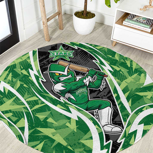Melbourne Stars Round Carpet Flaming Lightning Storm Geometric Sports Mascot Art