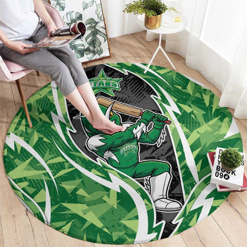 Melbourne Stars Round Carpet Flaming Lightning Storm Geometric Sports Mascot Art