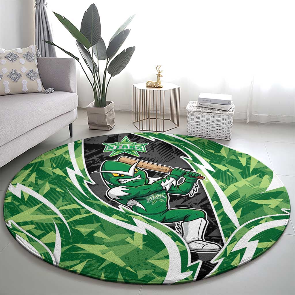 Melbourne Stars Round Carpet Flaming Lightning Storm Geometric Sports Mascot Art