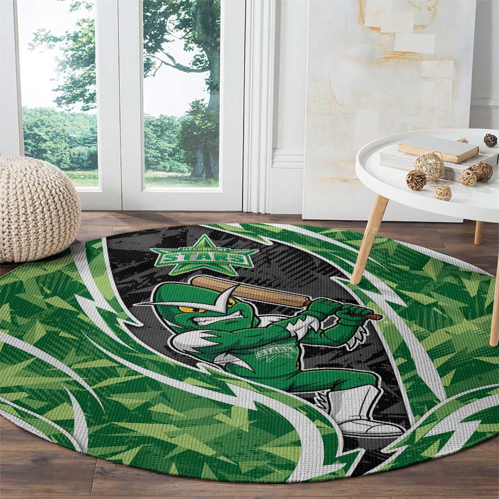 Melbourne Stars Round Carpet Flaming Lightning Storm Geometric Sports Mascot Art