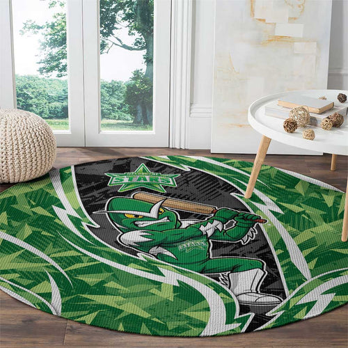 Melbourne Stars Round Carpet Flaming Lightning Storm Geometric Sports Mascot Art