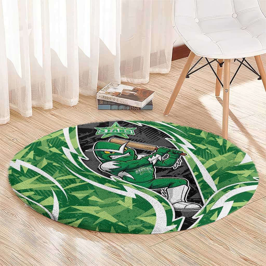 Melbourne Stars Round Carpet Flaming Lightning Storm Geometric Sports Mascot Art