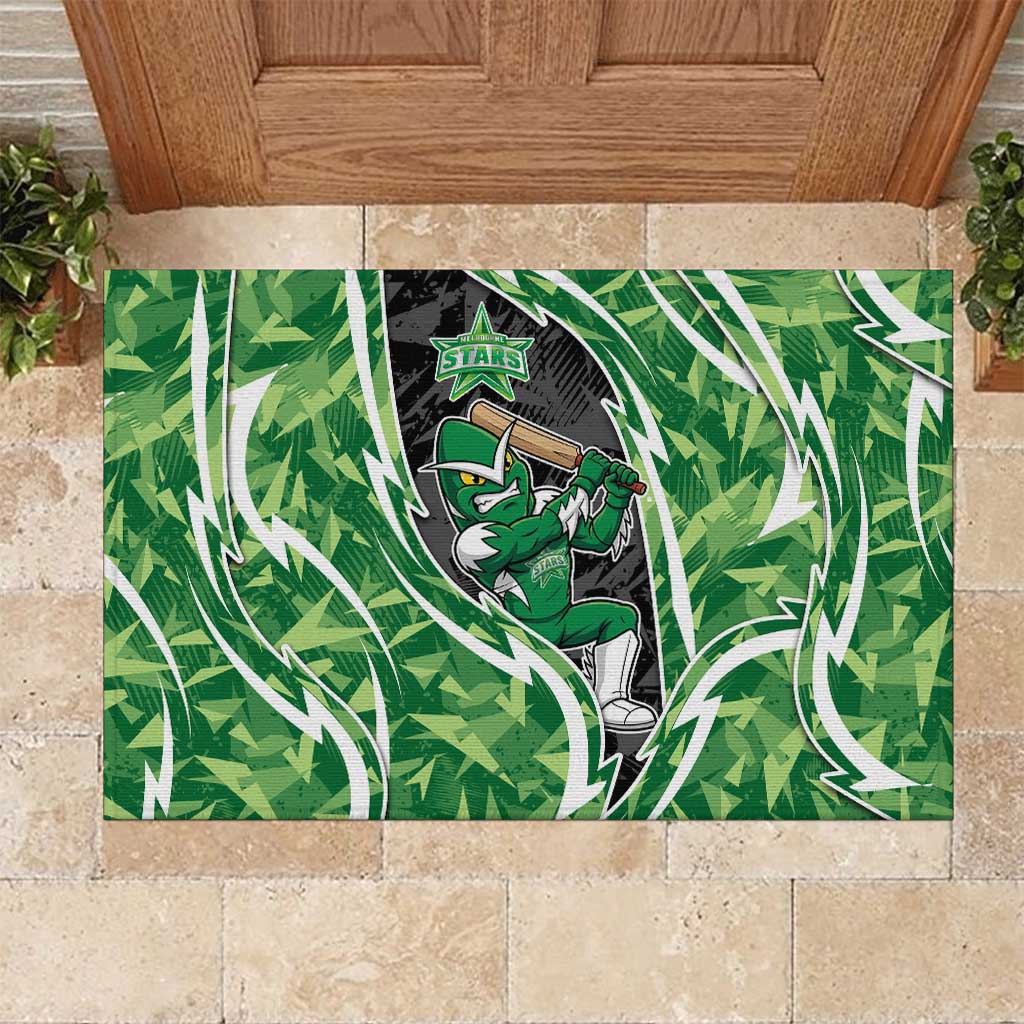 Melbourne Stars Rubber Doormat Flaming Lightning Storm Geometric Sports Mascot Art