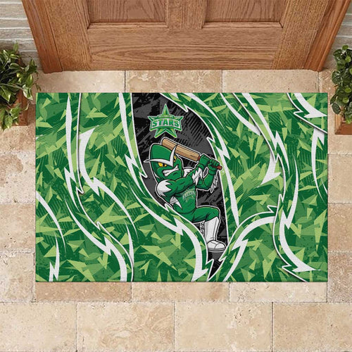 Melbourne Stars Rubber Doormat Flaming Lightning Storm Geometric Sports Mascot Art