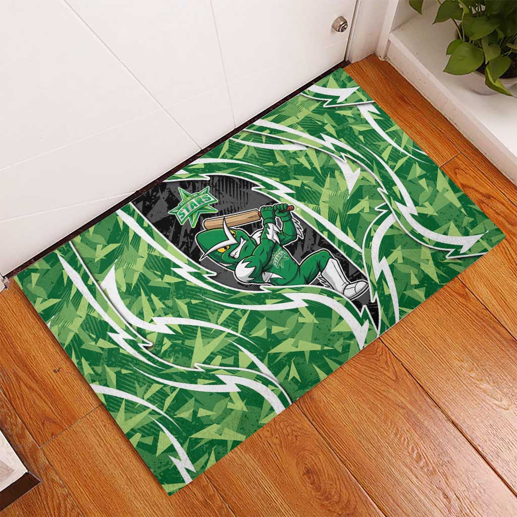 Melbourne Stars Rubber Doormat Flaming Lightning Storm Geometric Sports Mascot Art
