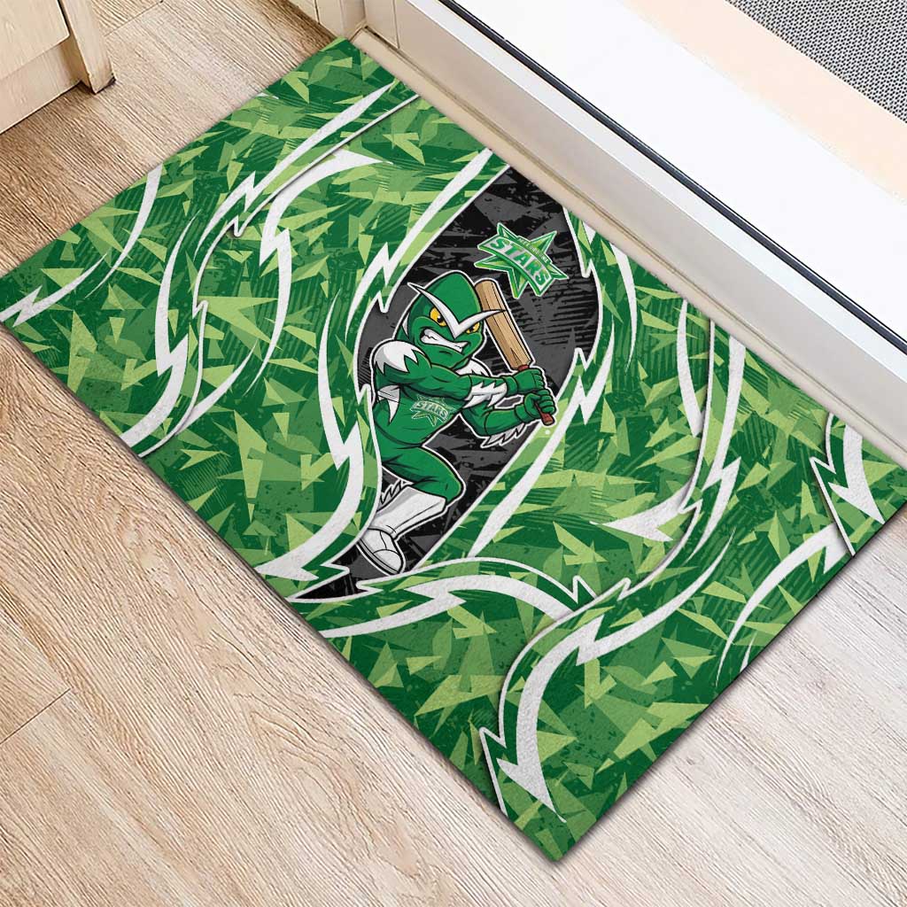 Melbourne Stars Rubber Doormat Flaming Lightning Storm Geometric Sports Mascot Art