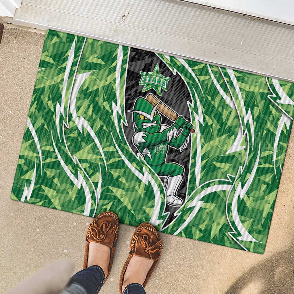 Melbourne Stars Rubber Doormat Flaming Lightning Storm Geometric Sports Mascot Art